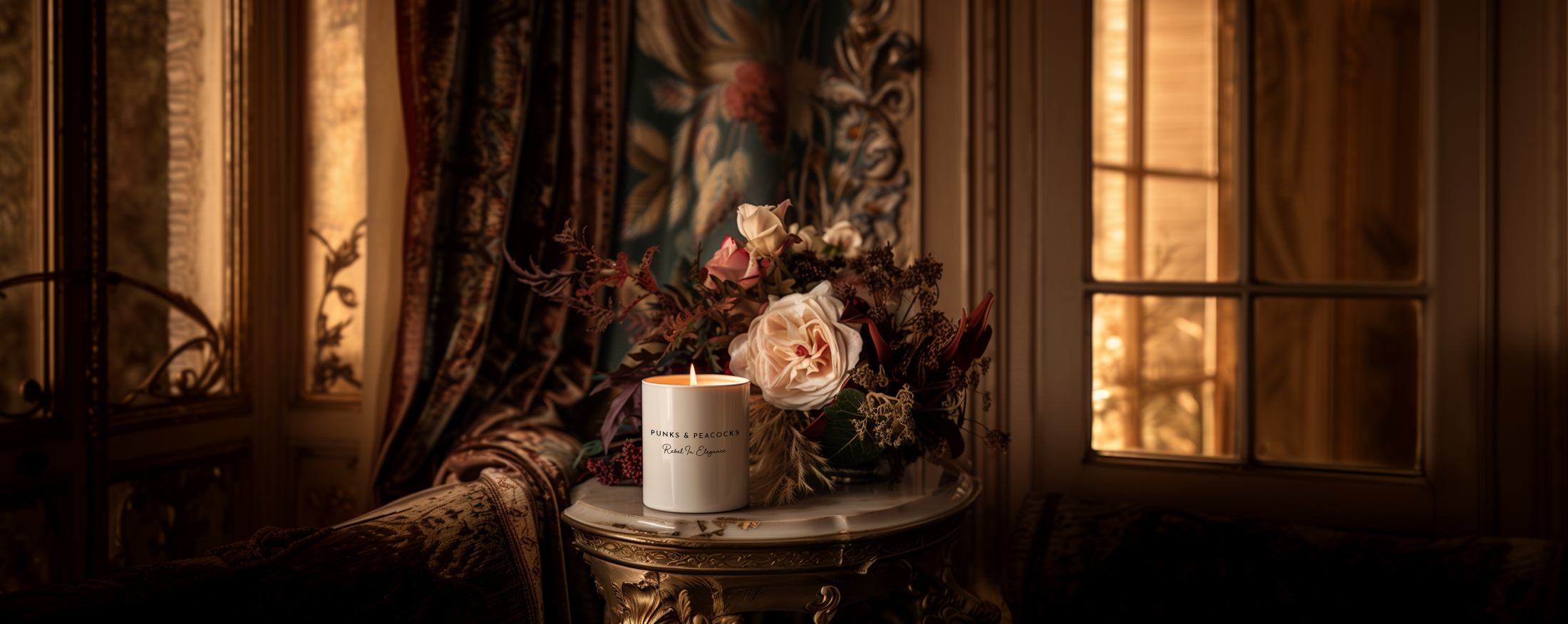 Luxury scented candle in opulent setting